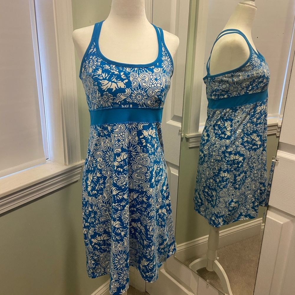 Soybu medium blue and white casual athletic dress